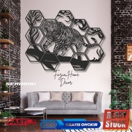 3D tiger motif wall decoration, aesthetic living room wall decor display, playwood material