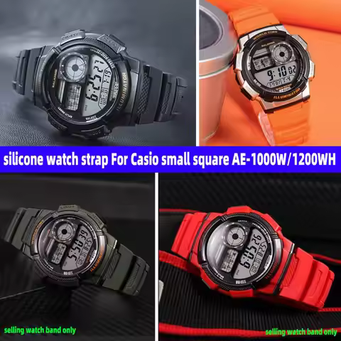 Resin rubber watch strap For Casio small square AE-1000W/1200WH WSC-1250H/WS-1200H silicone watch ba