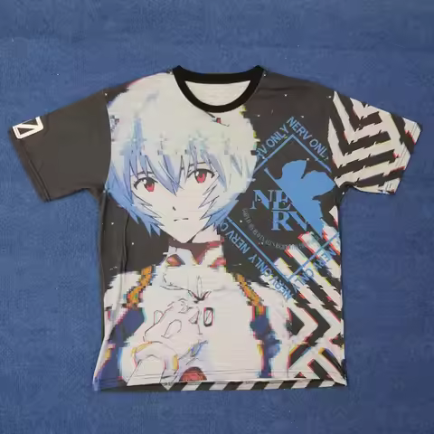 New Japanese EVA 00 T-shirt L XL Ayanami Rei Double Sided Full Image New Century Evangelion Khara Of