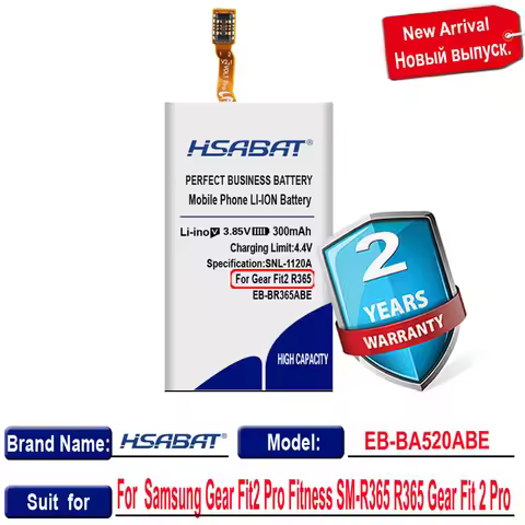 300mAh HSABAT EB-BR365ABE Battery for Samsung Gear Fit2 Pro Fitness SM-R365 R365 Gear Fit 2 Pro Batt