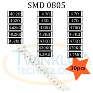 Resistor SMD 0805 40 .2ohm, 402ohm, 40.2Kohm, 4.3ohm,4.7ohm,43ohm,47ohm,4.3Kohm, 43Kohm,47Kohm,430Ko