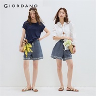 GIORDANO Women Shorts Beaded Drawstring Bud Elastic Waist Shorts Contrasting Embroidered Classy Fash