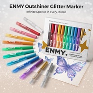 ENMY English Version Glitter Marker Pen 12 Colors Large Glitter Marker Pen