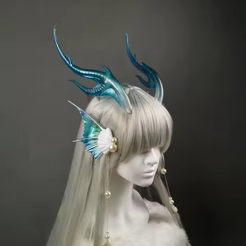 MMGG Honor Of Kings Cosplay Prop Xishi Dragon Horns Mermaid Earrings Props Custom Made