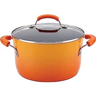 Rachael Ray Brights Nonstick Stock Pot/Stockpot with Lid - 6 Quart, Orange
