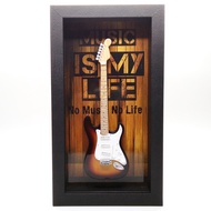 Shadowbox frame Music Miniature Guitar Quote Music "Music Is My Life"