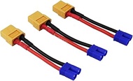 3 pieces EC2 male to XT60 female adapter with 1.96 inch / 5 cm 16awg wire for RC Lipo battery car (p