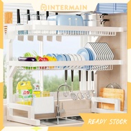 Kitchen Pinggan Sinki Dish Drainer Stainless Steel Rak Dapur Kitchen Shelf Stainless Steel Rak White