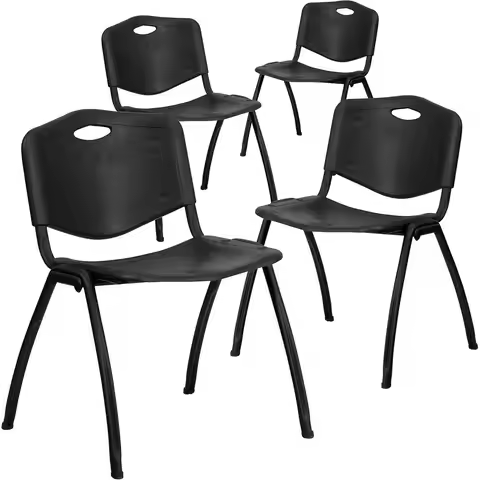 4 Pk. Series 880 lb. capacity Black Plastic Stack Chair