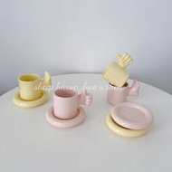 【現貨】小眾創意正能量小手點贊杯造型自信杯陶瓷咖啡杯碟加油杯套裝禮物