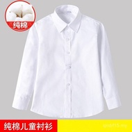 Kemeja Putih Kanak-kanak Lelaki Baju Kapas Lengan Panjang Baju Asas Sekolah Rendah Perempuan Pakaian