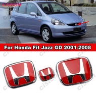 For Honda Fit Jazz GD 2001-2008 Acrylic Honda Red 3D Emblem Front Rear Steering Wheel Logo Frame Pan