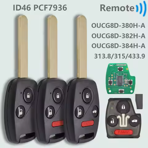DR OUCG8D-380H/382H/384H-A ID46 PCF7936 313.8/315/433MHz Car Remote Key KR55WK49308 For Honda CIVIC 