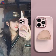 Phone Case With Mobile Phone Holder For OPPO A97 A92s A78 5G A58 A58x A77 5G A57 2022 Casing Frosted Cute Pink Blue Candy Color Metal Lens Ring Protection Soft TPU Cases Covers