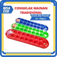 Congklak Mainan Tradisional Ukuran Sedang Bonus Biji Plastik
