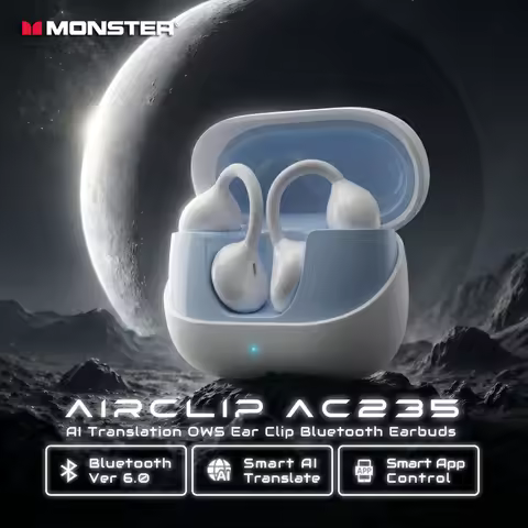 Monster AirClip AC235 AI Translator Ear Clip Earbuds HiFi Stereo Bluetooth 6.0 Headphone TWS Wireles