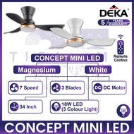 DEKA CONCEPT MINI LED 34 Inch 3 Blades 14 Speed DC Motor With Remote Control Ceiling Fan With Light Kipas Siling Syiling