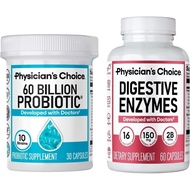 Doctor's Choice Advanced Gut Health Kit：60Probiotic capsules+30Digestive Enzymes，For use in the inte