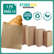 Store Age [100pcs] Takeaway SOS Food Grade Brown Paper Bag, SOS Bag, Food Wrapper Paper Bag