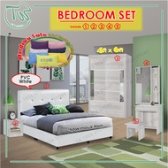 TW【Siap Pasang】【QUEEN/KING】(KL & Selangor)Bedroom Set /Set Bilik Tidur/4 FT Wardrobe/Dressing Table/