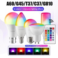 1-10PCS Smart RGBW LED Bulb Spotlight E27 E14 B22 GU10 with Infrared Remote Control Suitable for Col