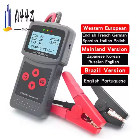 A44Z-Micro-200 Pro Car Motorcycle Battery Tester 12/24V Multi-Language Digital Battery System Analyz