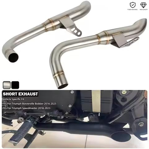 Motorcycle Exhaust System Short GP Muffler - Black/Silver Fits For Triumph Bonneville Bobber 2016-20