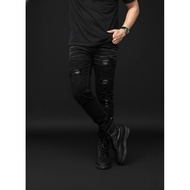 VIRREL.ID - BLACK PANTHER - Leather patch - Men's Skinny Ripped Long Jeans