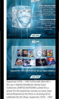 限量英版SUPERMAN 1-4集4K +BLU-RAY STEELBOOK BOXSET