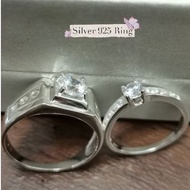 Couple Ring Pure Silver 925 /Cincin Perak 925 (Batu crystal)