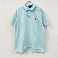 Polo Ralph Lauren CUSTOM FIT 短袖 polo 衫，帶刺繡標誌，淺藍色，古著。