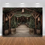 Christmas Farm Bokeh Photo Background Green Xmas Tree Photography Backdrop Kids Portrait Cake Smash 