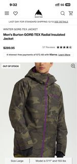 Burton Gore-tex 滑雪外套大碼 snowboard jacket for men (size L)