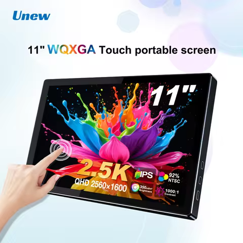 Unew 11 inch Portable Touch Monitor | 2.5K IPS, WQXGA, 350cd 92% NTSC USB-C/HDMI, VESA 75x75mm & Sta