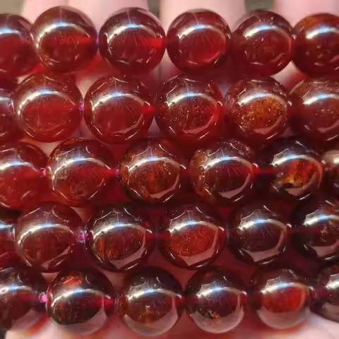 Brazil 100% AAA Natural Red Orange Garnet Round Beads Bracelet Necklace January Birthstone, Wholesal
