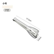 银色食品夹【小号】1支装-煎炸專用夾子多功能不鏽鋼食品夾麪包夾燒烤牛排夾三線夾瀝油夾;銀色食品夾【小號】1支裝