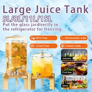 8L5l Glass Beverage Dispenser with Wood Stand Drink Dispenser with Spigot Cold Hot Glass Beverage Di