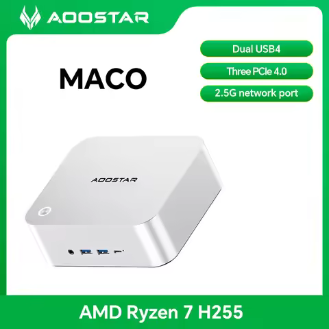 Aoostar AMD Ryzen 7 H255 Mini PC Desktop – DDR5‑5600 Dual Channel, OCULINK USB4 x2, PCIe4.0 NVMe SSD