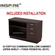 QUINN SERIES Q-YOP7123 COMBINATION LOW CABINET (OPEN SHELF + FIXED PEDESTAL 2D1F)