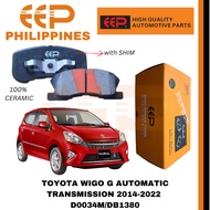 EEP FRONT BRAKE PADS FOR TOYOTA WIGO G A/T 2014-2022 (D2343-9577 / DB 1380)