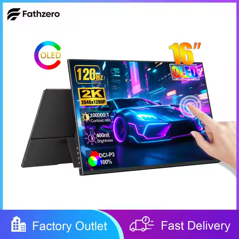 16" 2K 120Hz OLED Gaming Portable Monitor 100% DCI-P3 Touchscreen Display TypeC HDMI For PC Switch L