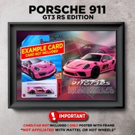 Gambar Frame Diecast Hotwheels Porsche 911 GT3 RS Pink Berserta Poster