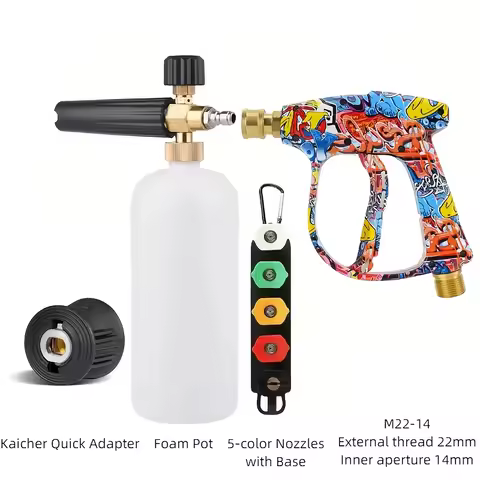 4350 PSI High Pressure Washer Kit, 1/4" Quick Connect & M22-14mm, Fit K2-K7, Foam Generator for Car 