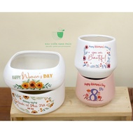 [International Women's Gift March 8] - Tabletop Plant Pot (Plant Not Included) - Pot with printed co