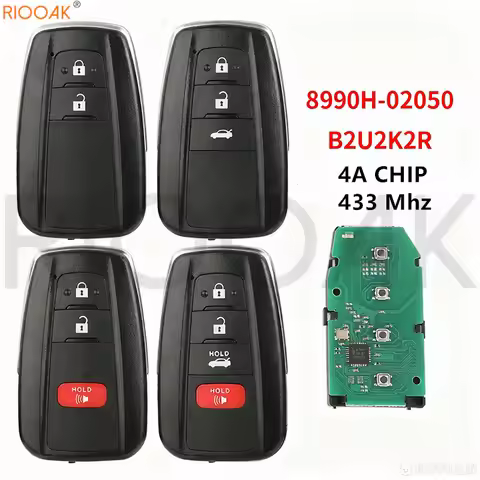 2/3/4 Buttons Remote Smart Car Key Keyless Entry 433MHz 4A For Toyota Corolla 2018-2022 FCC ID: B2U2