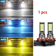 2Pcs 【LED】 Lampu LED Putih H11 Dua Warna 24SMD untuk Headlight / Fog lamp Mobil Lampu Depan 3030 SMD