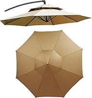 10ft/3.0m 2 Tier Patio Outdoor Umbrella Replacement Canopy 8 Ribs Sun Shade Umbrellas Top Cover Mark