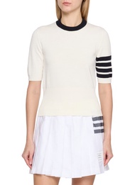 THOM BROWNE HECTOR INTARSIA 4 BAR COTTON T-SHIRT