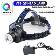 RECHARGABLE LED HEADLAMP V53-Q5 / V9-T6 USB CLASSIC SET OUTDOOR POWER STRONG RETRACTABLE ZOOM WATERP