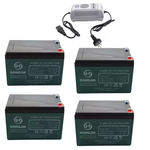 TDPRO Golf Cart Battery 4 Pack 12AH 6-DZM-12 Battery +48V Charger for Scooter Go Kart ATV